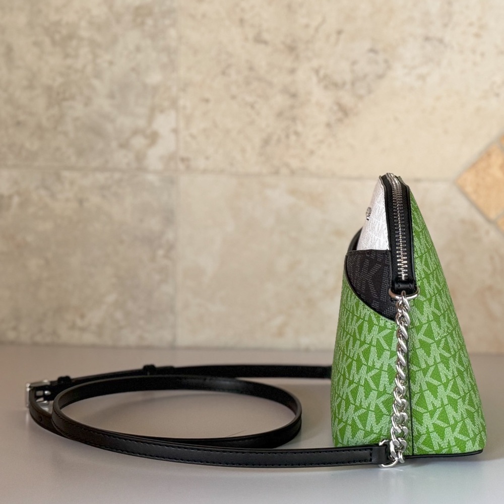 Michael Kors Jet Set Travel Dome Shoulder Crossbody Bag MK Green Multi - Picture 15 of 15